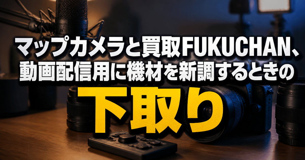 マップカメラと買取FUKUCHAN、動画配信用に機材を新調するときの下取り